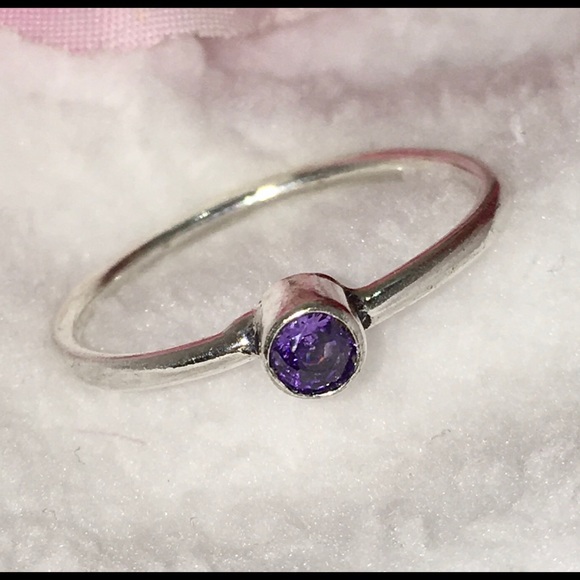 Tiny Bezel Set Amethyst Handmade Minimalist Ring - Picture 4 of 7